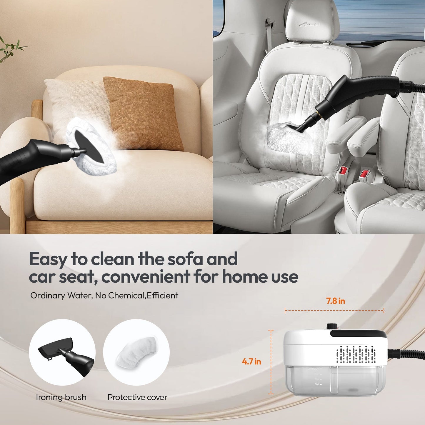 High Pressure Steam Cleaner 1200ML Water Tank – Portable Handheld Steam Cleaning Machine with 6 Speed Modes, Multi-Purpose Steamer for Kitchen, Bathroom, Grout, Tile, Upholstery & Car Detailing