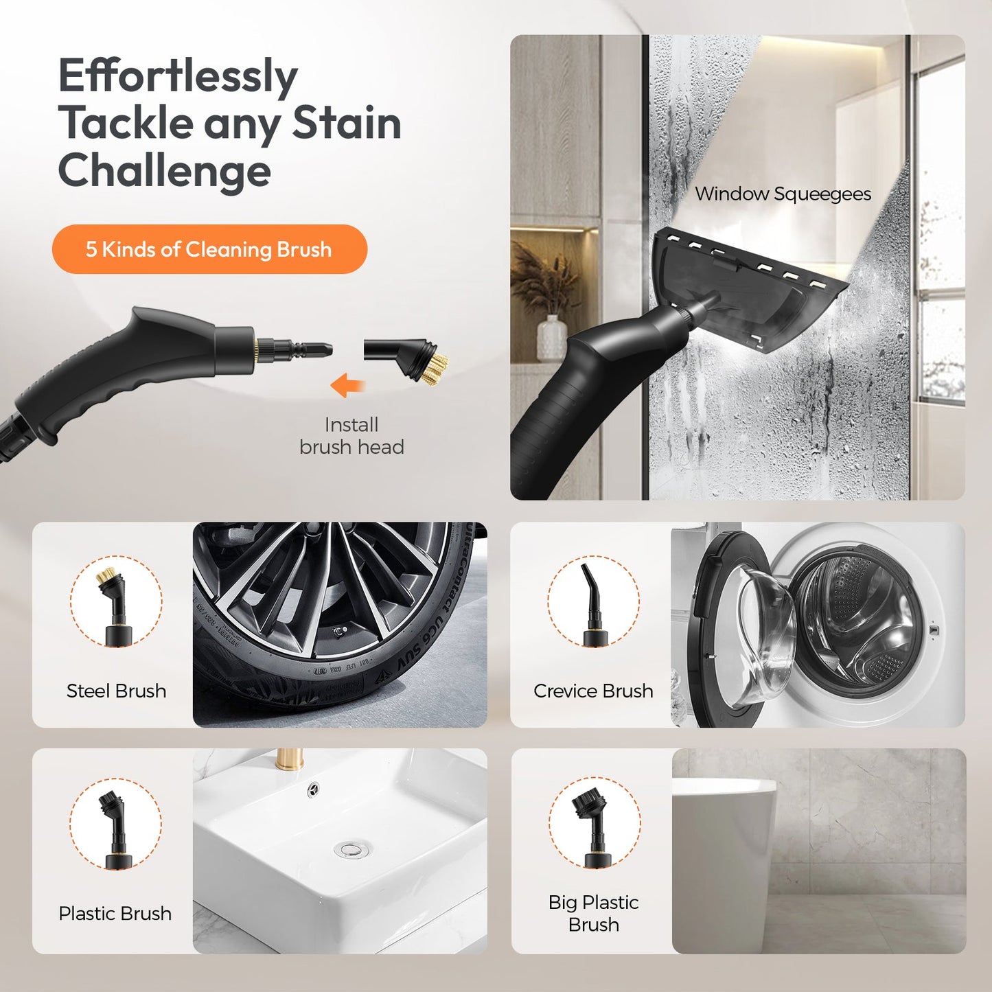 High Pressure Steam Cleaner 1200ML Water Tank – Portable Handheld Steam Cleaning Machine with 6 Speed Modes, Multi-Purpose Steamer for Kitchen, Bathroom, Grout, Tile, Upholstery & Car Detailing