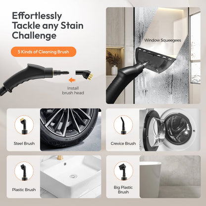 High Pressure Steam Cleaner 1200ML Water Tank – Portable Handheld Steam Cleaning Machine with 6 Speed Modes, Multi-Purpose Steamer for Kitchen, Bathroom, Grout, Tile, Upholstery & Car Detailing